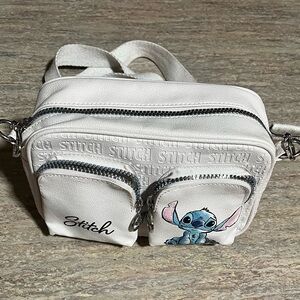 Disney White Stitch Crossbody Bag with Blue Accent